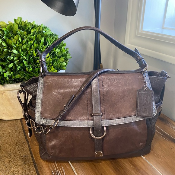 Coach Rare Pinnacle Eva Croc Embossed Handbag - Picture 6 of 12